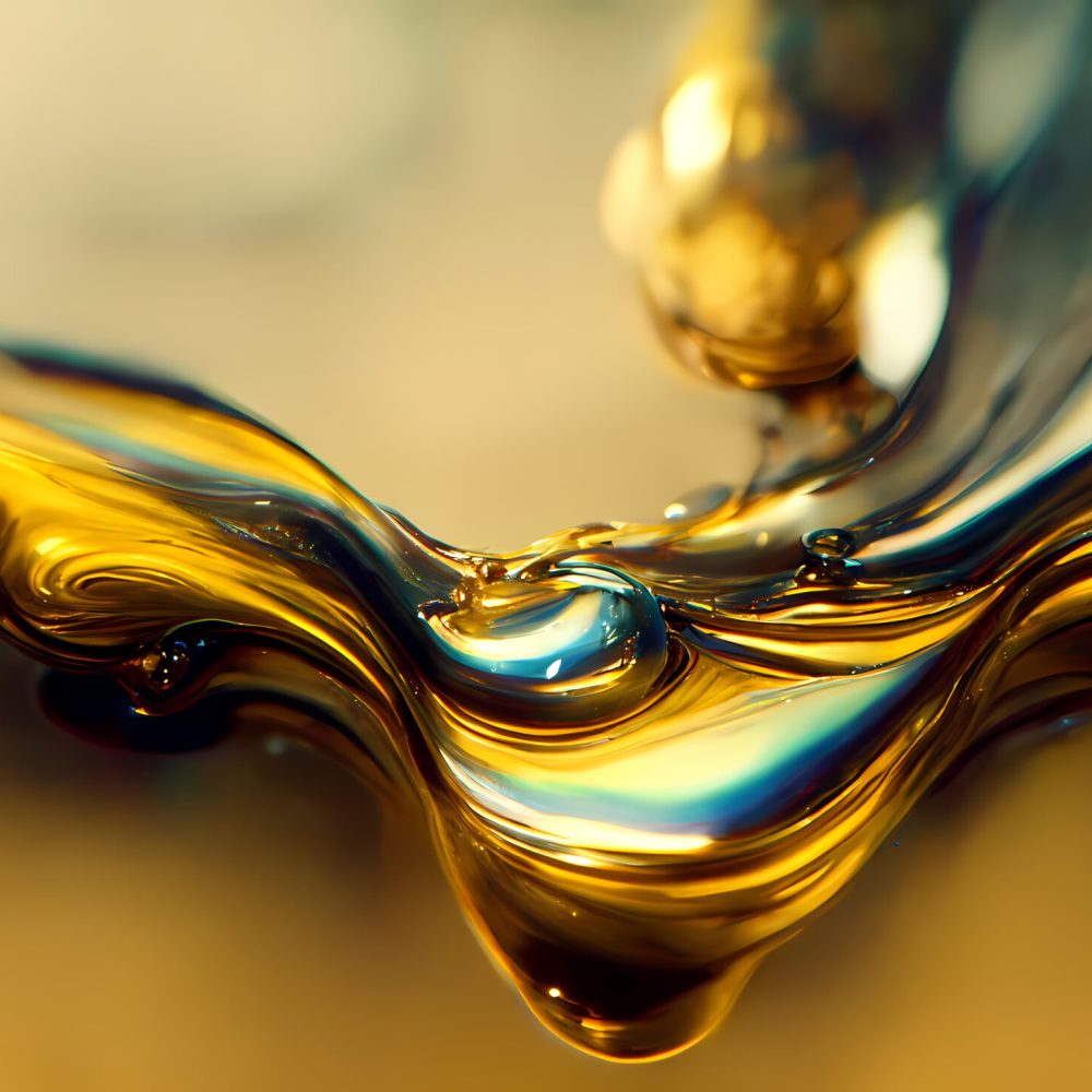 Olive or engine oil splash with waves luxury. 3d render.