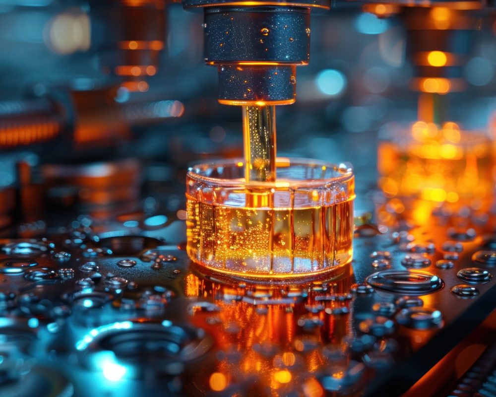 Engine piston in oil.